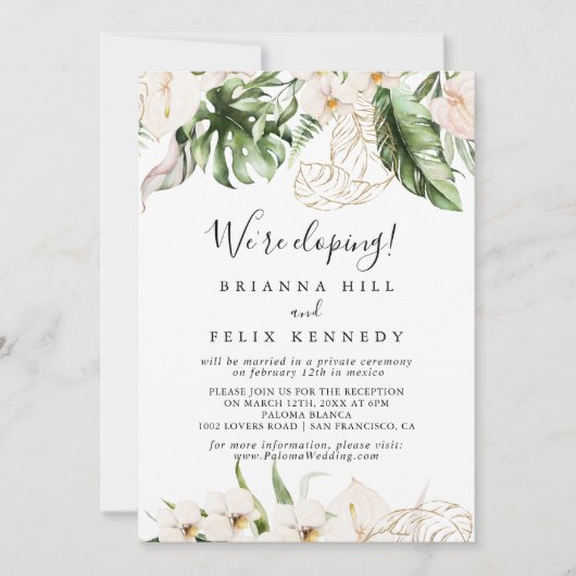 Empfang für tropische Blattflora Einladung (Vorderseite)