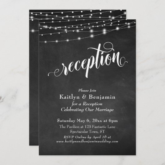 Empfang für Typografie-Khalkboard-Leuchten Einladung (Vorne/Hinten)