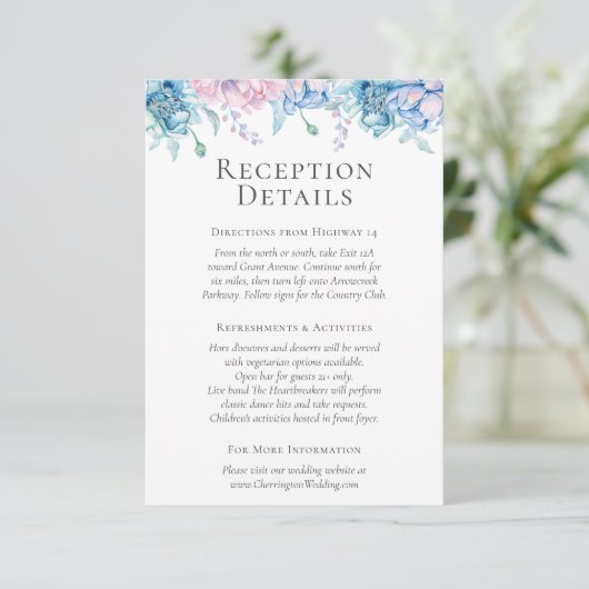 Empfang für Wasserfarben, Blumenmuster, Details /  Begleitkarte (Stehend Vorderseite)