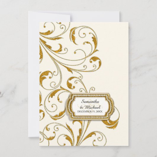 Empfang Glam Old Hollywood Regency Black Krawatte Einladung (Vorderseite)