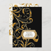 Empfang Glam Old Hollywood Regency Black Krawatte Einladung (Vorne/Hinten)