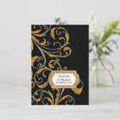 Empfang Glam Old Hollywood Regency Black Krawatte Einladung (Stehend Vorderseite)