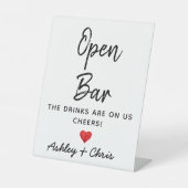 Empfang Hochzeit Open Bar Drinks sind auf unserem Sockelschild (Vorderseite)