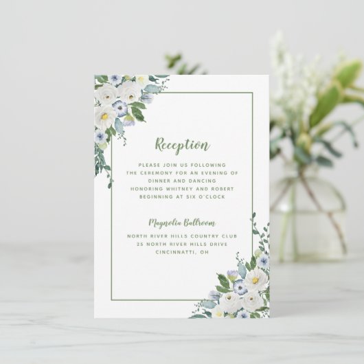 Empfang Hochzeit Wasserfarbene Wasserwelt Elegant Begleitkarte (Stehend Vorderseite)