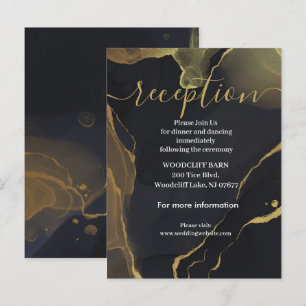 Empfang-Karte aus schwarzem und goldenem Marmor Ankündigungspostkarte