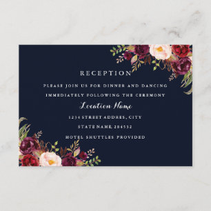 Empfang-Karte für die braune Hochzeit im Herbst de Begleitkarte