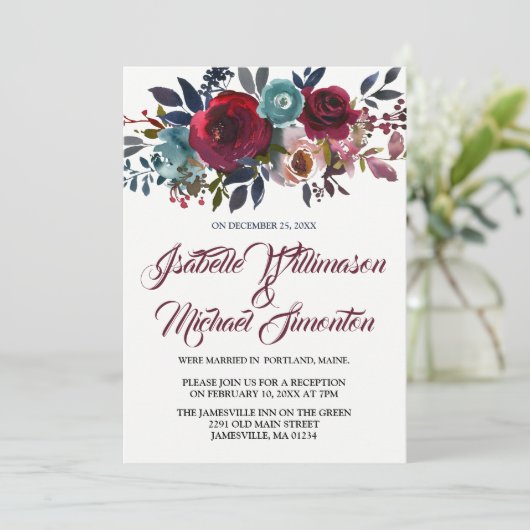 Empfang-Karte für die Färbung von Rotem Flor Einladung (Stehend Vorderseite)