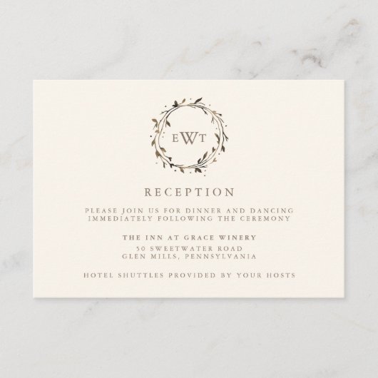 Empfang-Karte für die Wasserfarbe | Twig Begleitkarte (Vorderseite)