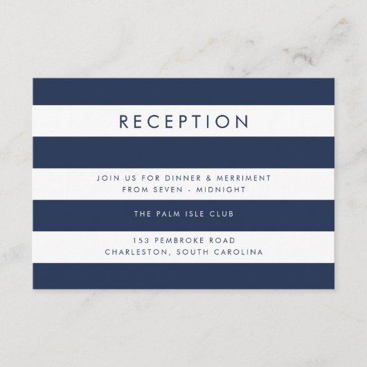 Empfang-Karte für Navy & White Strip Begleitkarte (Vorderseite)