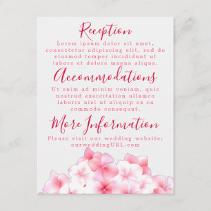 Empfang-Karten für Wasserfarben - Rosa Hydrangea Begleitkarte