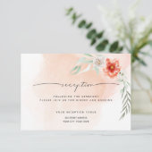 Empfang | Korallensplitter und Blume Einladung (Stehend Vorderseite)