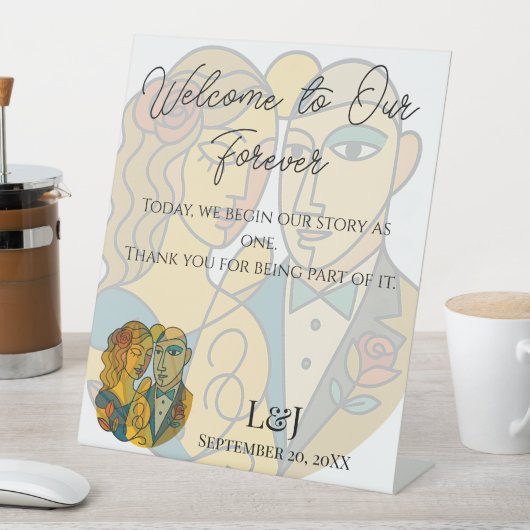 Empfang künstlerischer Silhouette Hochzeit in Urla Sockelschild (In Situ)