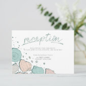 EMPFANG | Lässige Muscheln in Korallen und Aquamar Einladung (Stehend Vorderseite)