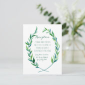 Empfang Laurel Wreath Modernes einfaches Olivenbla Einladung (Stehend Vorderseite)