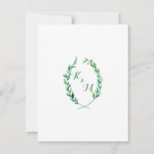 Empfang Laurel Wreath Modernes einfaches Olivenbla Einladung (Rückseite)