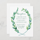 Empfang Laurel Wreath Modernes einfaches Olivenbla Einladung (Vorne/Hinten)
