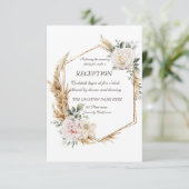 Empfang mit Blumengoldrahmen Einladung (Stehend Vorderseite)