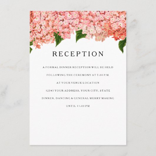 Empfang MODERN Breitband Vintag Hydrangea Begleitkarte (Rückseite)