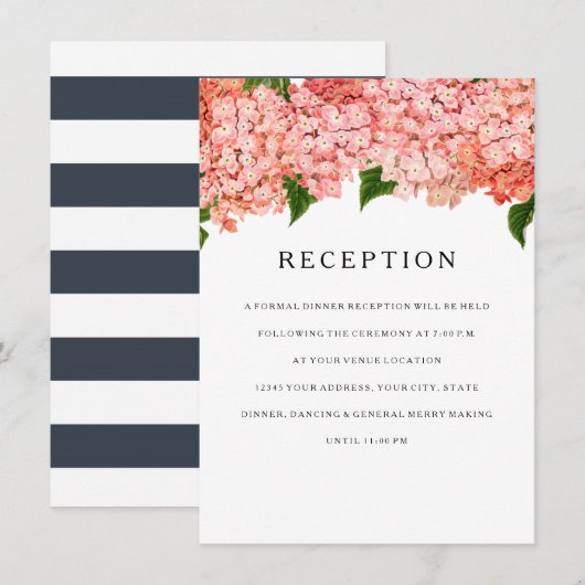 Empfang MODERN Breitband Vintag Hydrangea Einladung (Vorne/Hinten)