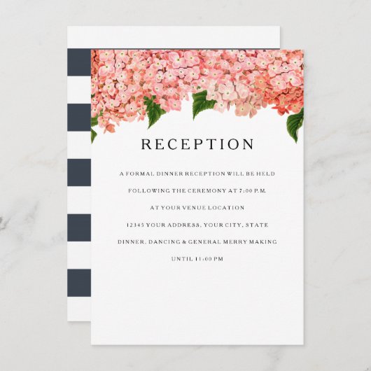 Empfang MODERN Breitband Vintag Hydrangea Einladung (Vorne/Hinten)