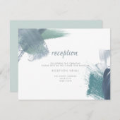 EMPFANG | Modern Chic Dusty Blue Brushstrikes Begleitkarte (Vorne/Hinten)