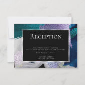 Empfang | Moderne Imitate Metallisches Aquamarines Einladung (Vorderseite)