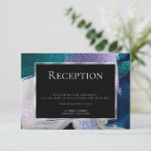 Empfang | Moderne Imitate Metallisches Aquamarines Einladung (Stehend Vorderseite)