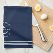 Empfang moderner Nautic Custom Boat Name Anchor Geschirrtuch (Viertel Falte)