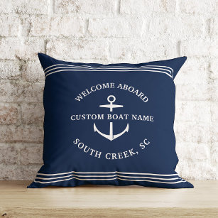 Empfang moderner Nautic Custom Boat Name Anchor Kissen