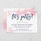 EMPFANG niedlich handbuchstabiert Marineblau Rosa  Einladung (Vorne/Hinten)