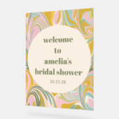 Empfang Niedlicher, marbelfarbener Pastell-Brautpa Acrylschild (Winkel)