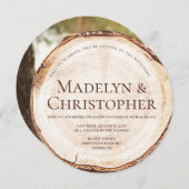 Empfang nur rustikale Hochzeitsholz Foto Schnitzel Einladung (Vorne/Hinten)