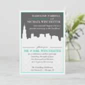 Empfang Only Urban Chicago Skyline Wedding Invit Einladung (Stehend Vorderseite)