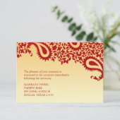 Empfang Paisley Indian Style Wedding Flat Card Begleitkarte (Stehend Vorderseite)