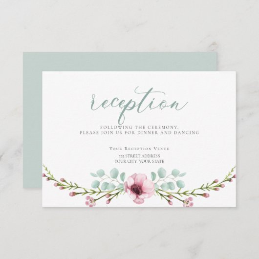 EMPFANG | Pink Anemone Blume und Folien Einladung (Vorne/Hinten)