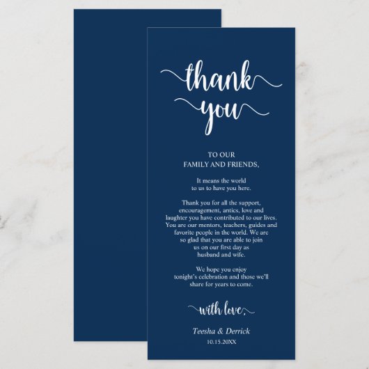 Empfang Place Einstellung Danke Rustic Blue Card Programm (Vorne/Hinten)