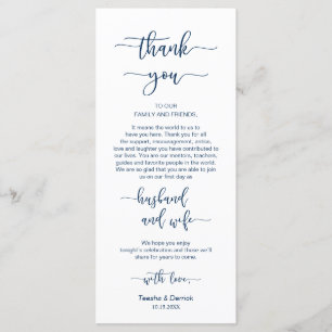 Empfang Place Einstellung Vielen Dank, Navy Blue,  Programm