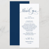 Empfang Place Setting Vielen Dank, Navy Blue Cards Programm (Vorne/Hinten)