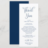 Empfang Place Setting Vielen Dank, Navy Blue Cards Programm (Vorne/Hinten)