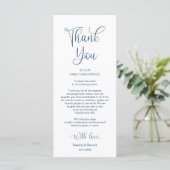Empfang Place Setting Vielen Dank, Navy Blue Cards Programm (Stehend Vorderseite)