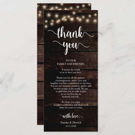 Empfang Platzierung Danke, Kraft Cards Programm (Vorne/Hinten)