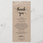 Empfang Platzierung Danke, Kraft Cards Programm (Vorderseite)