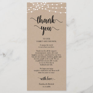 Empfang Platzierung Danke, Kraft Cards Programm