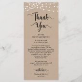 Empfang Platzierung Danke, Kraft Cards Programm (Vorderseite)