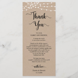 Empfang Platzierung Danke, Kraft Cards Programm