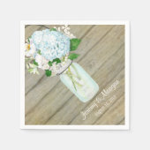 Empfang Rustic Country Mason Jar Blue Hydrangeas Serviette (Vorderseite)