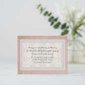 Empfang Rustikale Spitzen mit Vintagem Leinen Einladung (Stehend Vorderseite)