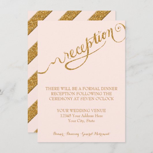 Empfang Script Forever in Liebe Gold Glitzer Begleitkarte (Vorne/Hinten)