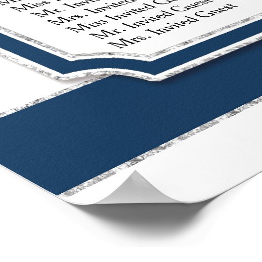 Empfang Seating Chart Navy White Hydrangees Poster (Ecke)