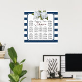 Empfang Seating Chart Navy White Hydrangees Poster (Heimbüro)